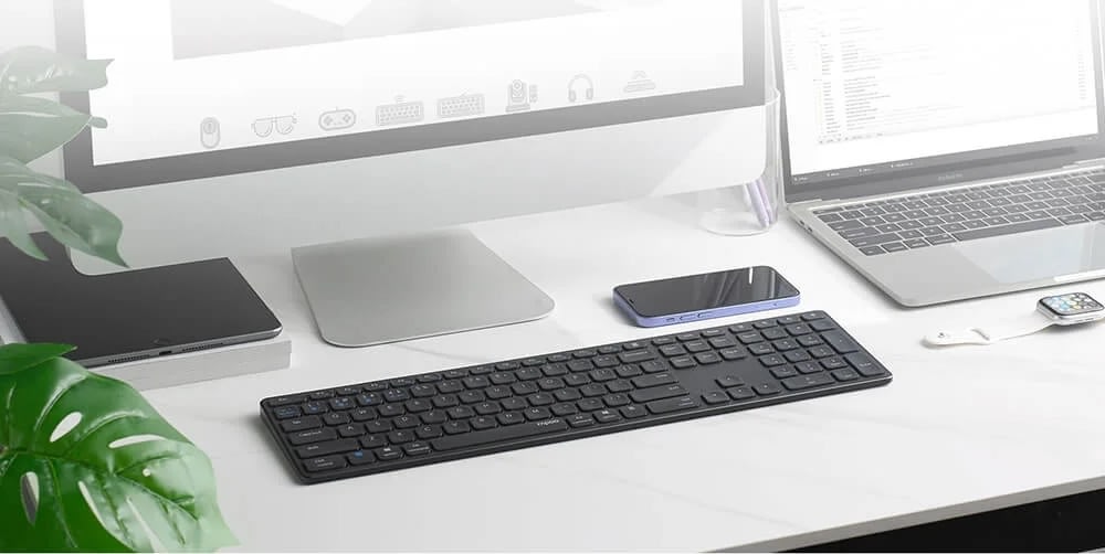 RAPOO Tastatur E9800M, Multi-Mode, Trådløst, Grå