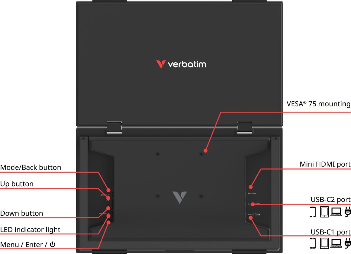 Verbatim 15.6'' Dual Transportabel Touch-skærm