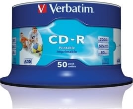 Verbatim CD-R Wide Print. 52X No ID spindel 50-pak