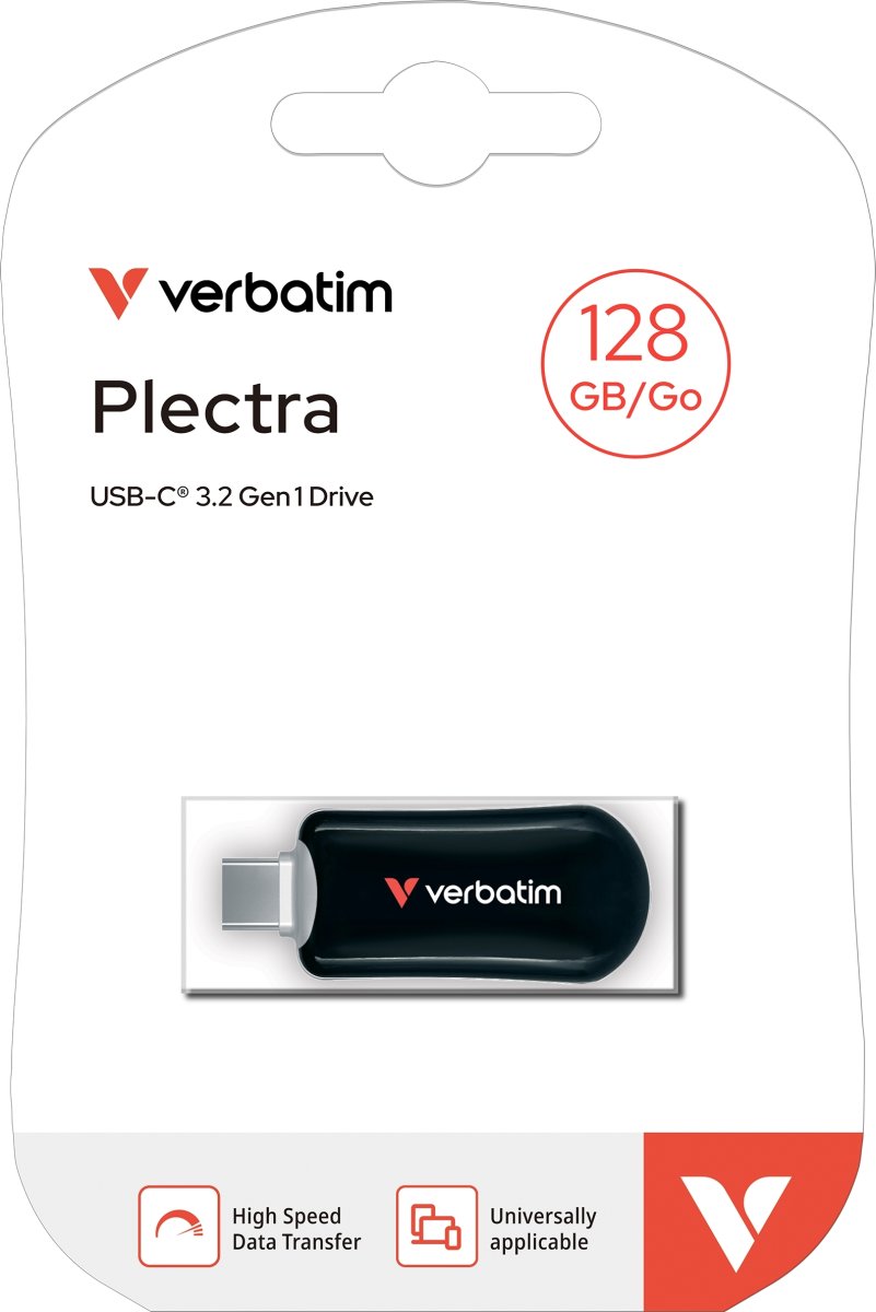 VERBATIM Plectra USB-C Flash Drive, sort, 128GB
