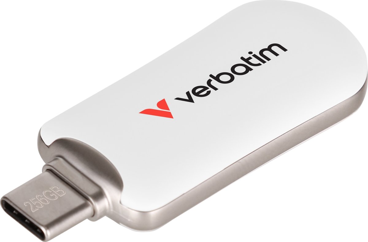 VERBATIM Plectra USB-C Flash Drive, Hvid - 256GB