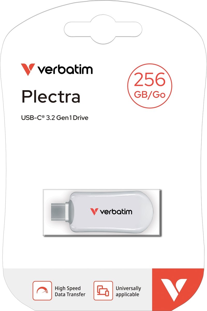 VERBATIM Plectra USB-C Flash Drive, Hvid - 256GB
