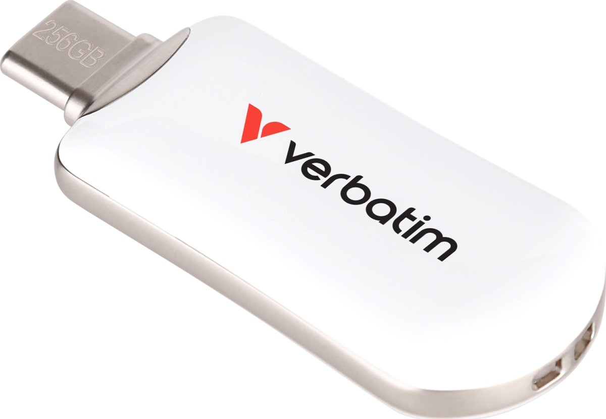 VERBATIM Plectra USB-C Flash Drive, Hvid - 256GB