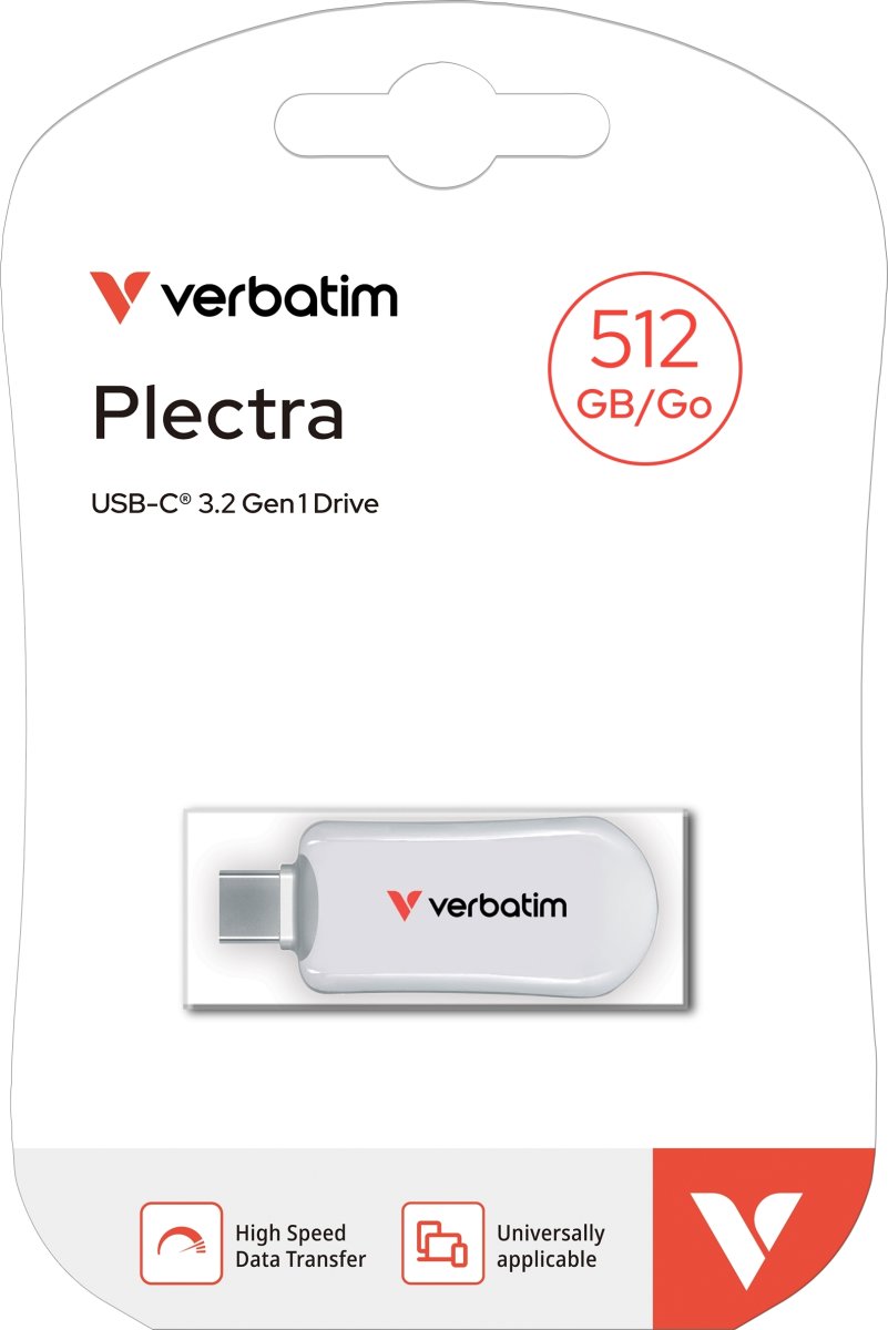 VERBATIM Plectra USB-C Flash Drive, Hvid - 512GB