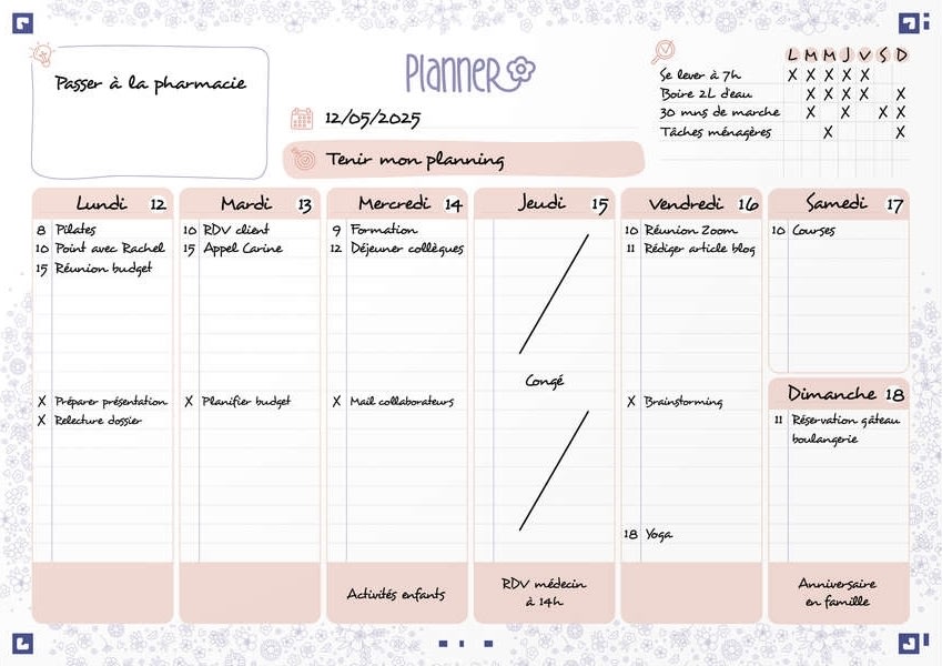 Oxford Floral Weekly Planner | A4
