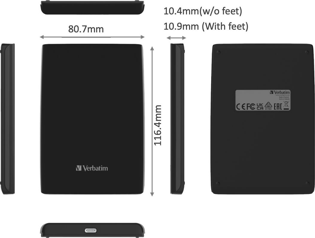 Verbatim Store ´n´ Go SSD USB 3.2, USB-C - Tynd