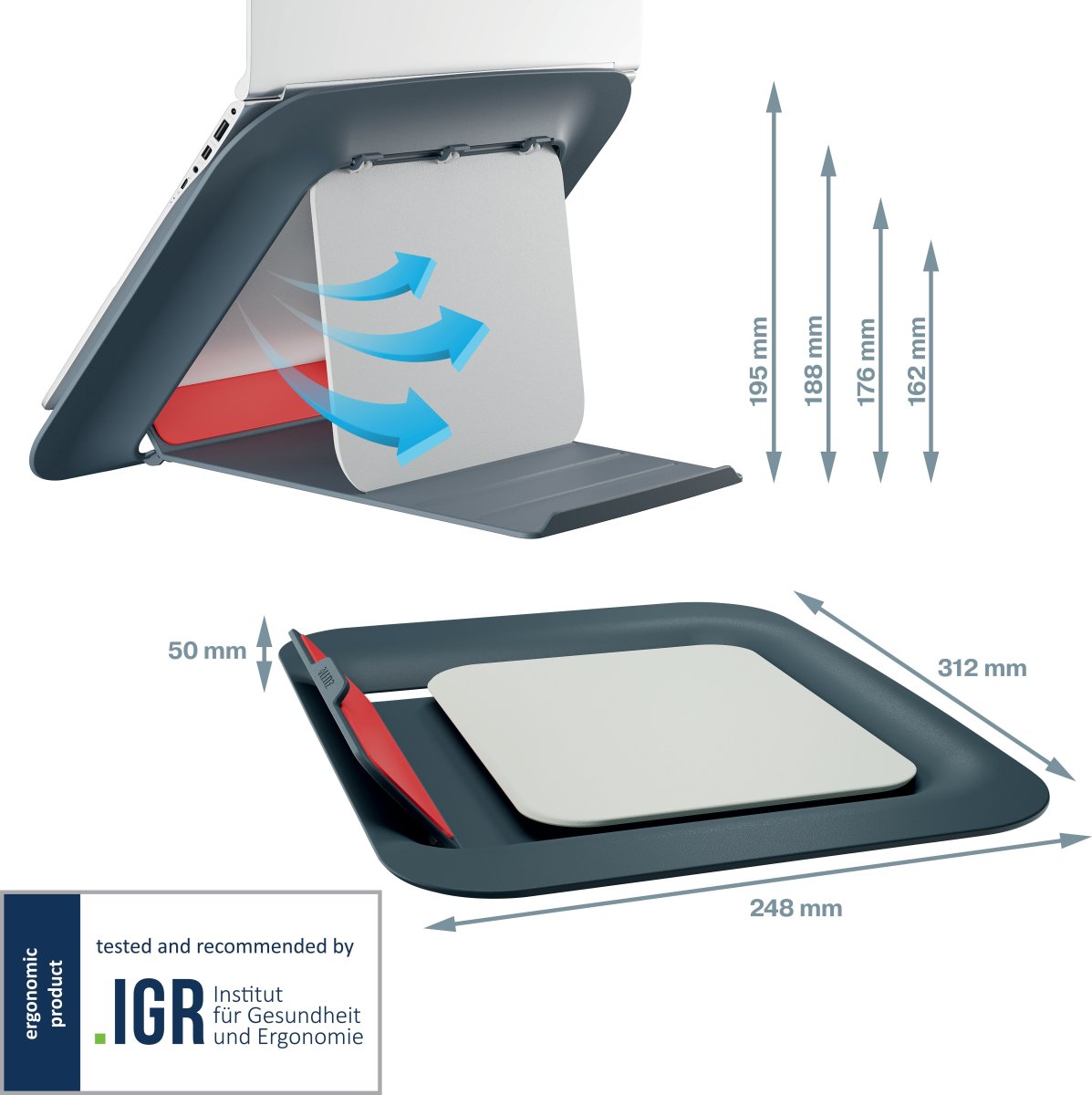 Leitz Cosy 17" laptop stander, grå