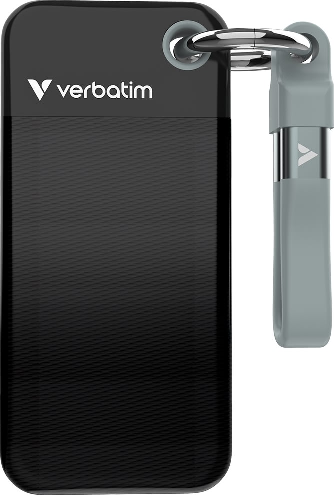 VERBATIM USB 3.2 Gen 2 2TB, SSD, Sort/Grå