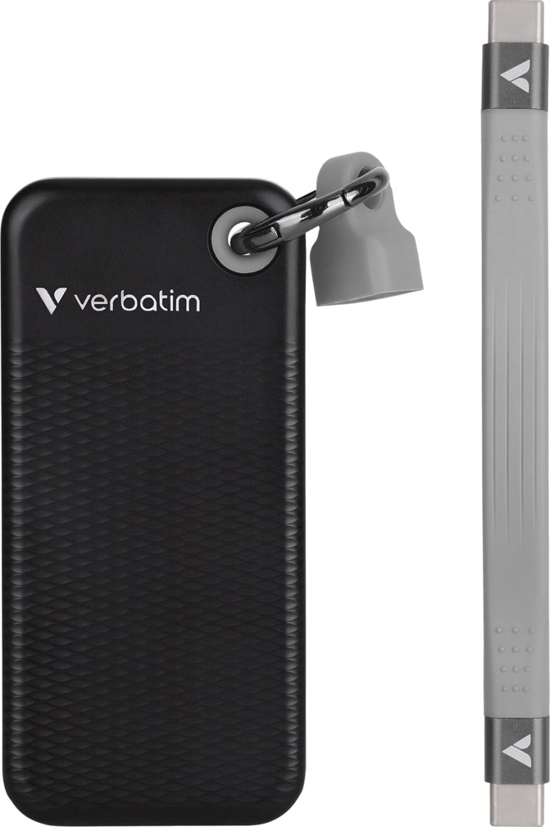 VERBATIM USB 3.2 Gen 2 2TB, SSD, Sort/Grå