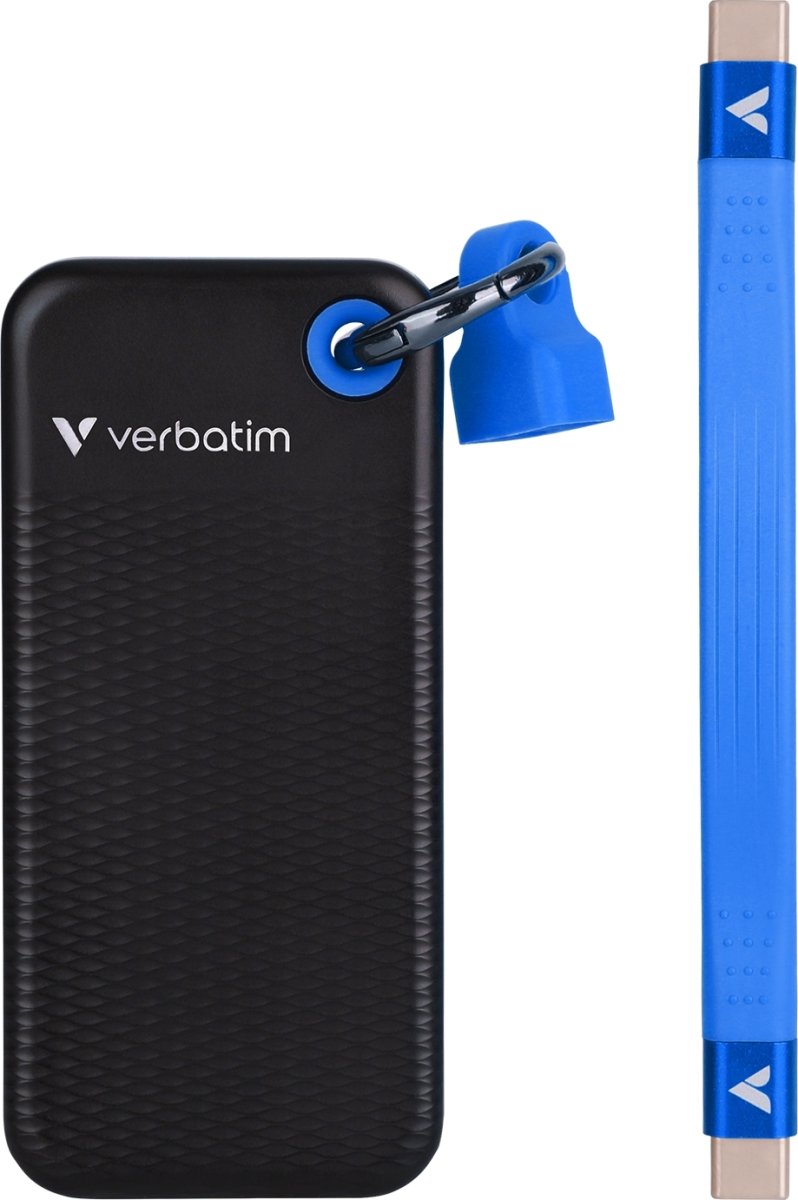 VERBATIM USB 3.2 Gen 2 2TB, SSD, Sort/blå