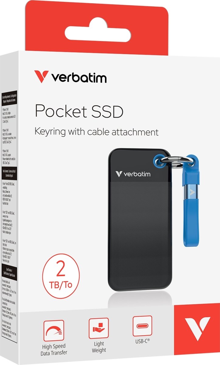 VERBATIM USB 3.2 Gen 2 2TB, SSD, Sort/blå
