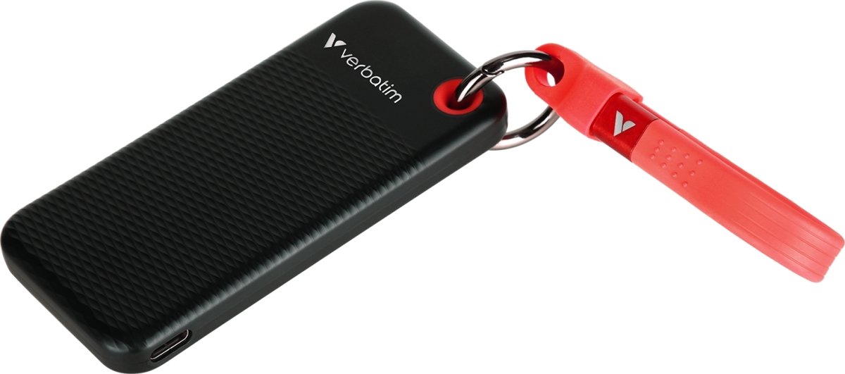 VERBATIM USB 3.2 Gen 2 2TB, SSD, Sort/Rød