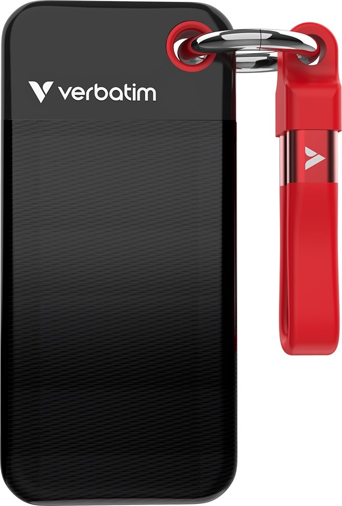 VERBATIM USB 3.2 Gen 2 2TB, SSD, Sort/Rød