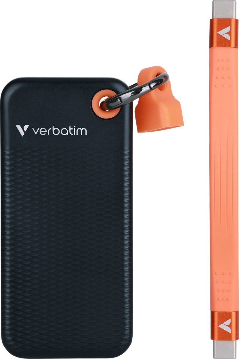 VERBATIM USB 3.2 Gen 2 2TB, SSD, Sort/Orange