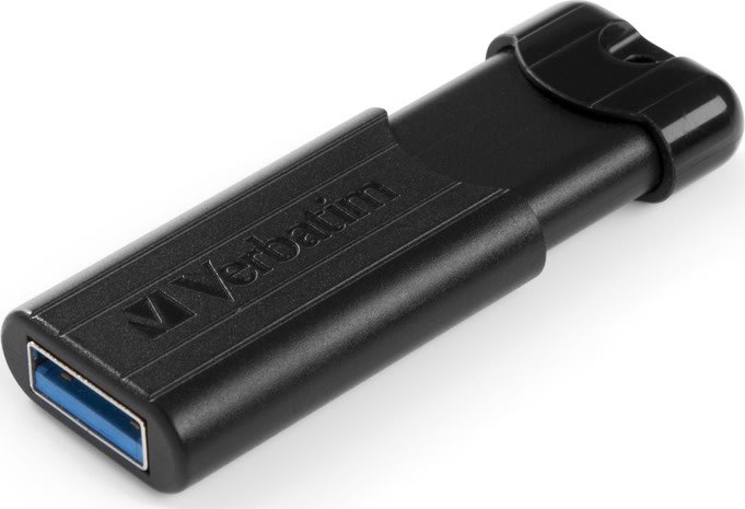 Verbatim USB 3.2, PinStripe 64GB, Sort