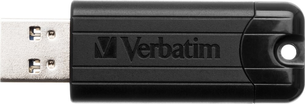 Verbatim USB 3.2, PinStripe 64GB, Sort