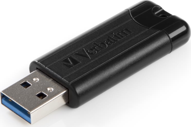 Verbatim USB 3.2, PinStripe, 32GB, Sort