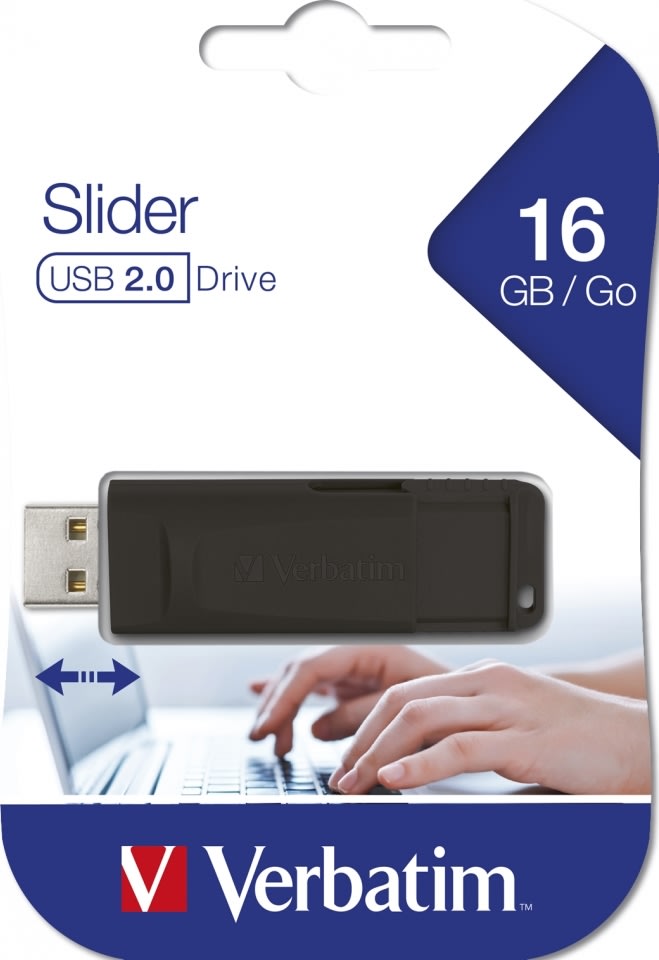 Verbatim USB 2.0 Store ´N´ Go Slider, 16GB, Sort