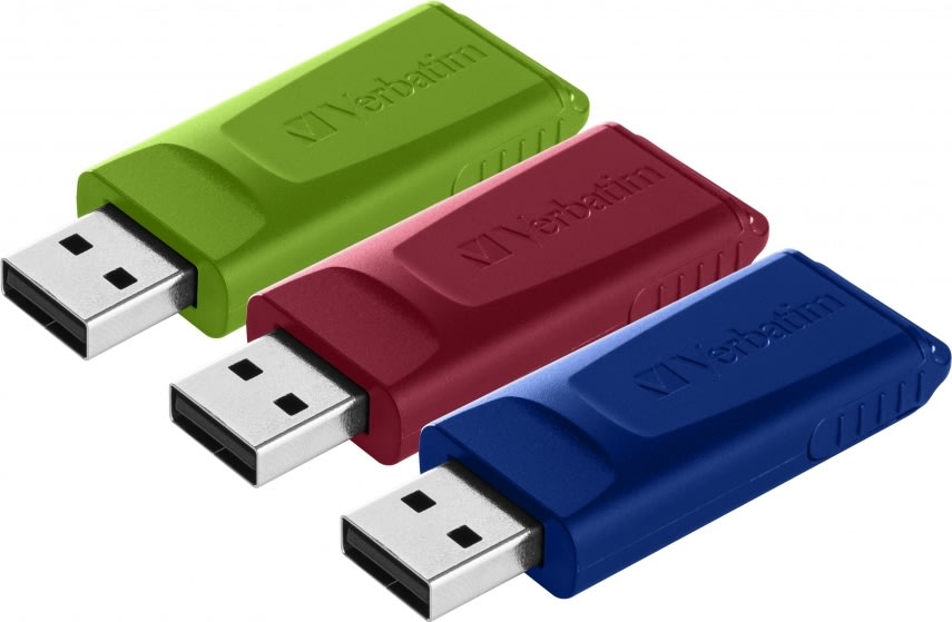 Verbatim USB-Nøgle, 16GB, (3-pack), Rød/Blå/Grøn