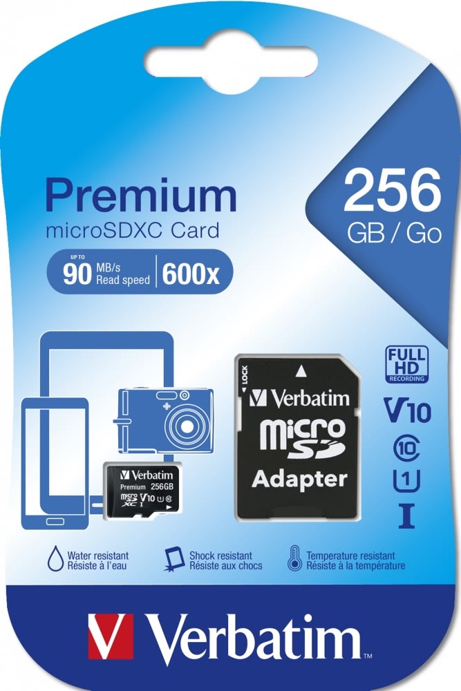 Verbatim Hukommelseskort, Micro SDXC Premium 256GB