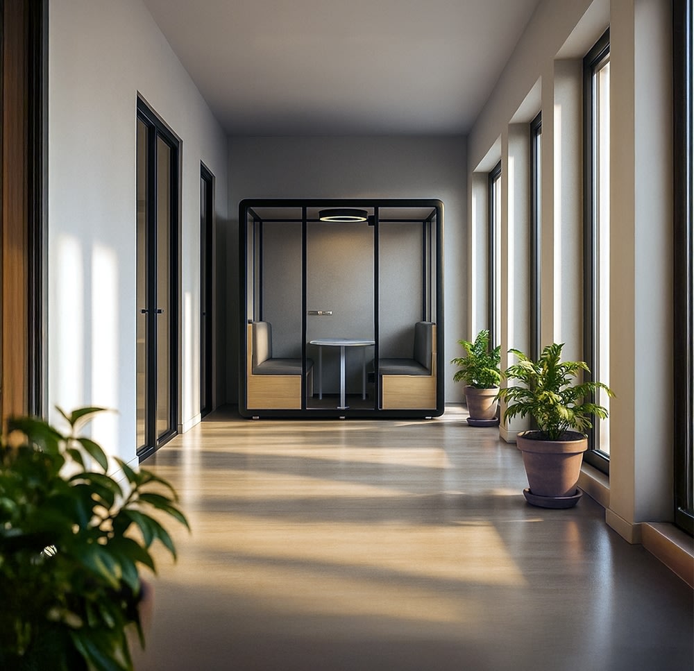 MuteTalk mødeboks, 2-4 pers., inkl. bord/2 sofaer