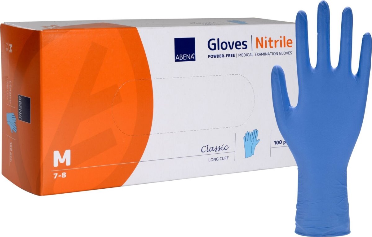 Nitrilhandsker lang | Pudderfri | Medium | 100 stk