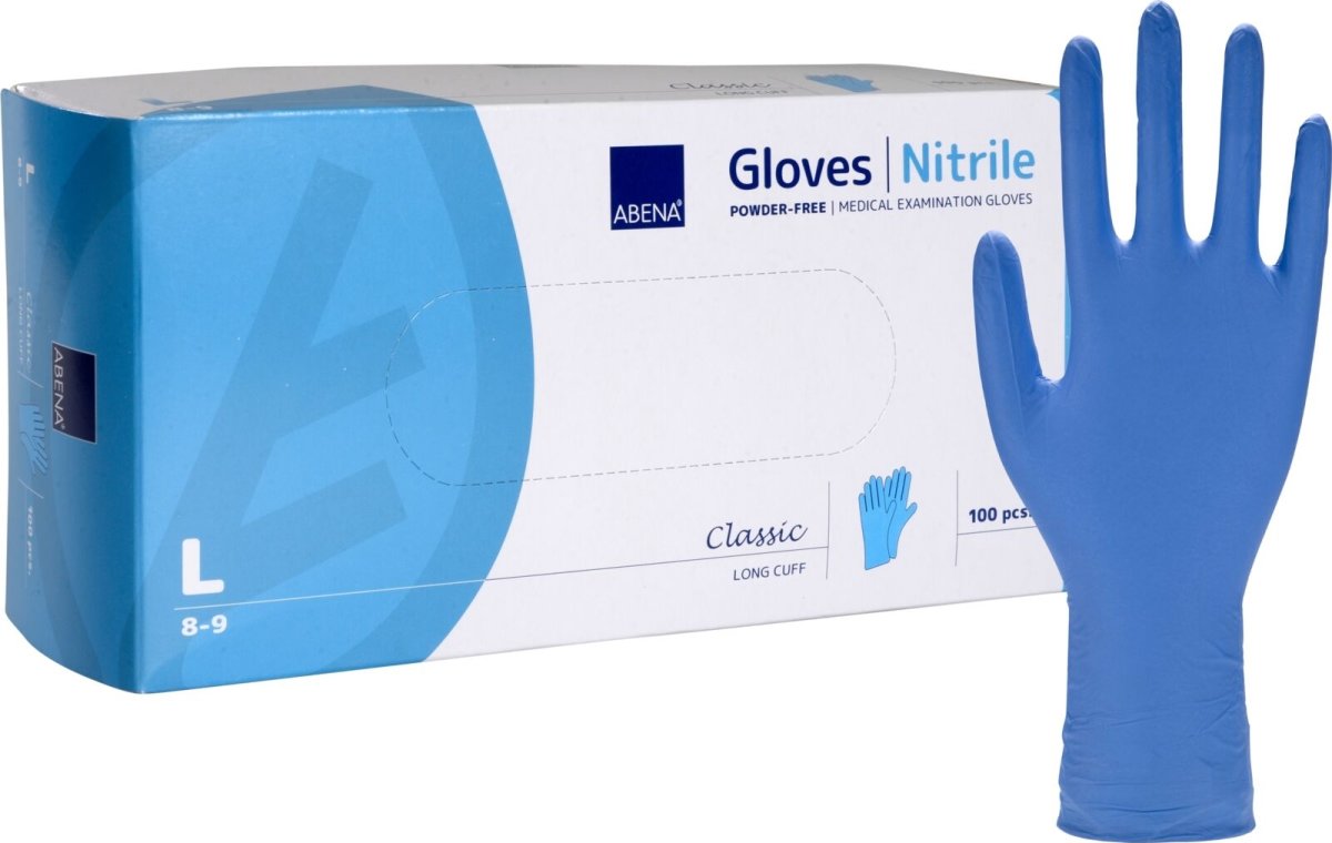 Nitrilhandsker lang | Pudderfri | Large | 100 stk