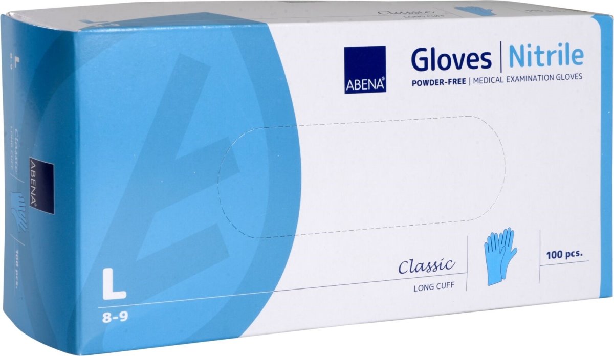 Nitrilhandsker lang | Pudderfri | Large | 100 stk