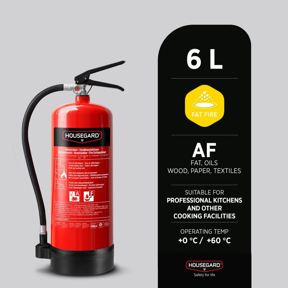 Housegard fedtslukker, 6L, FFE6HR-C, rød