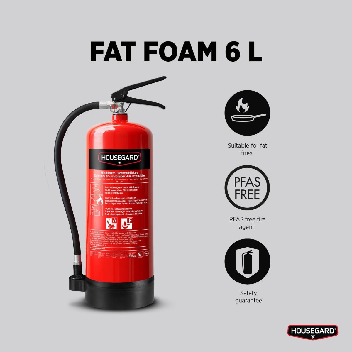 Housegard fedtslukker, 6L, FFE6HR-C, rød