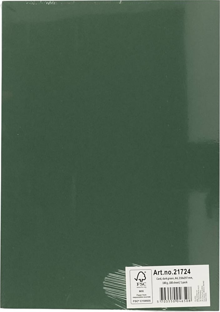 Karton Play Cut, A4 , 180 g, 100 ark mørk grøn