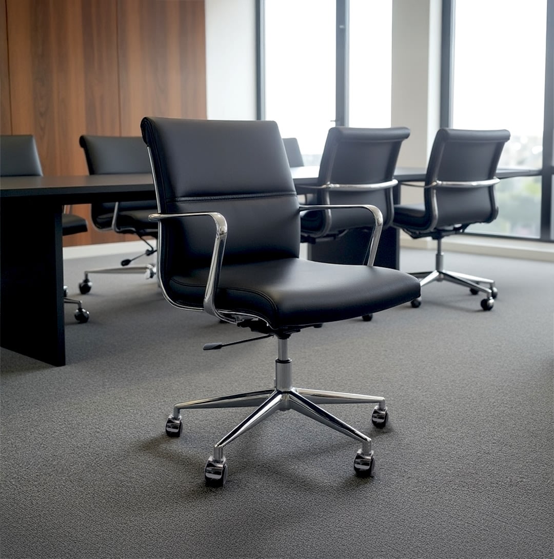 Elva konferencestol, sort/krom