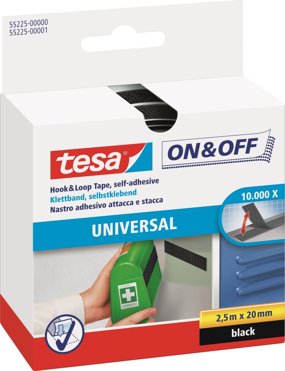 tesa on & off Burretape | 20 mm x  2,5m | Sort