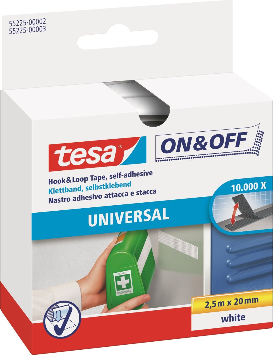 tesa on & off Burretape | 20mm x  2,5m | Hvid
