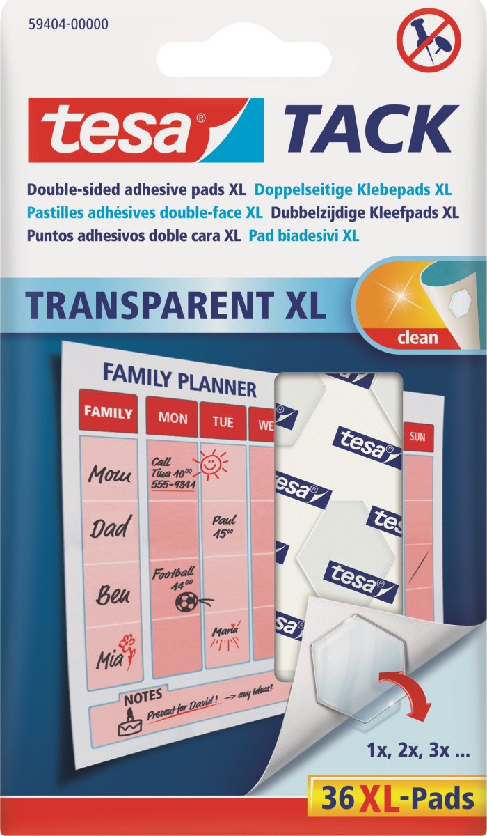 tesa Tack dobbeltklæbende puder | XL | 36 stk.