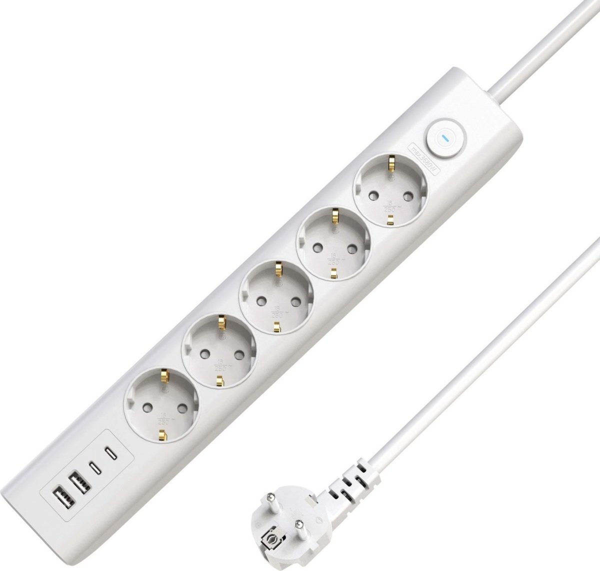 MicroConnect Stikdåse, 5-stik, med USB