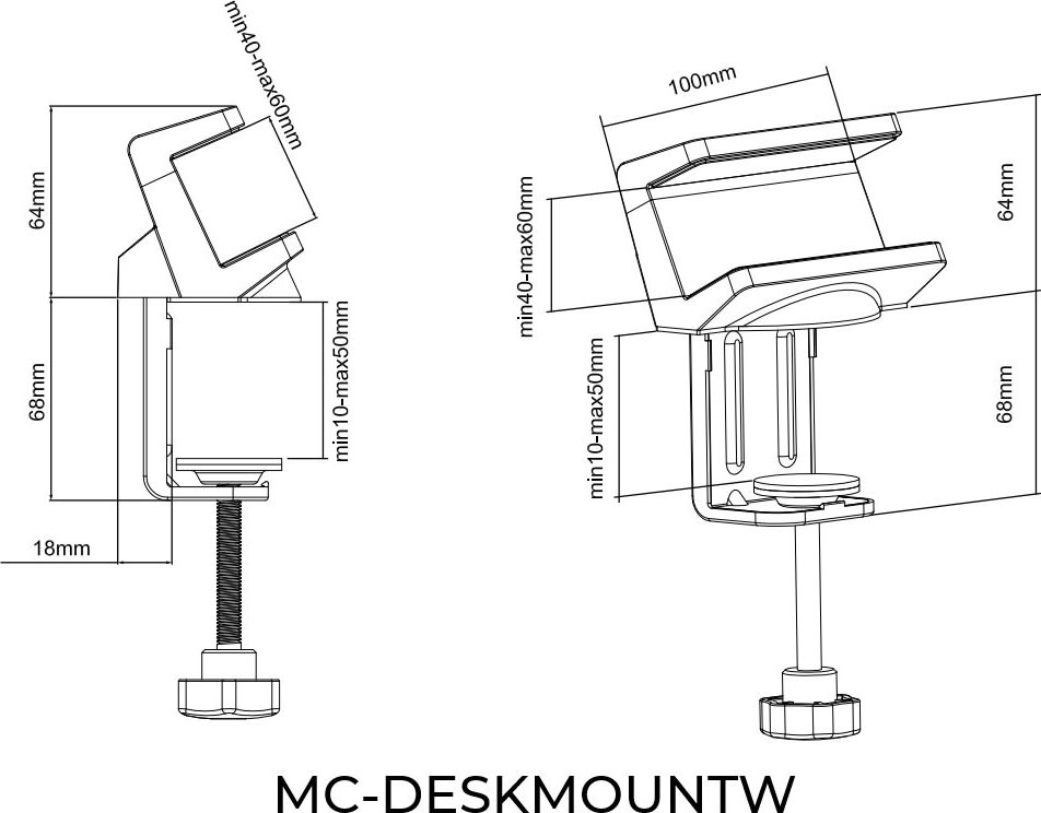 MicroConnect Stikdåseholder, m. bordklemme