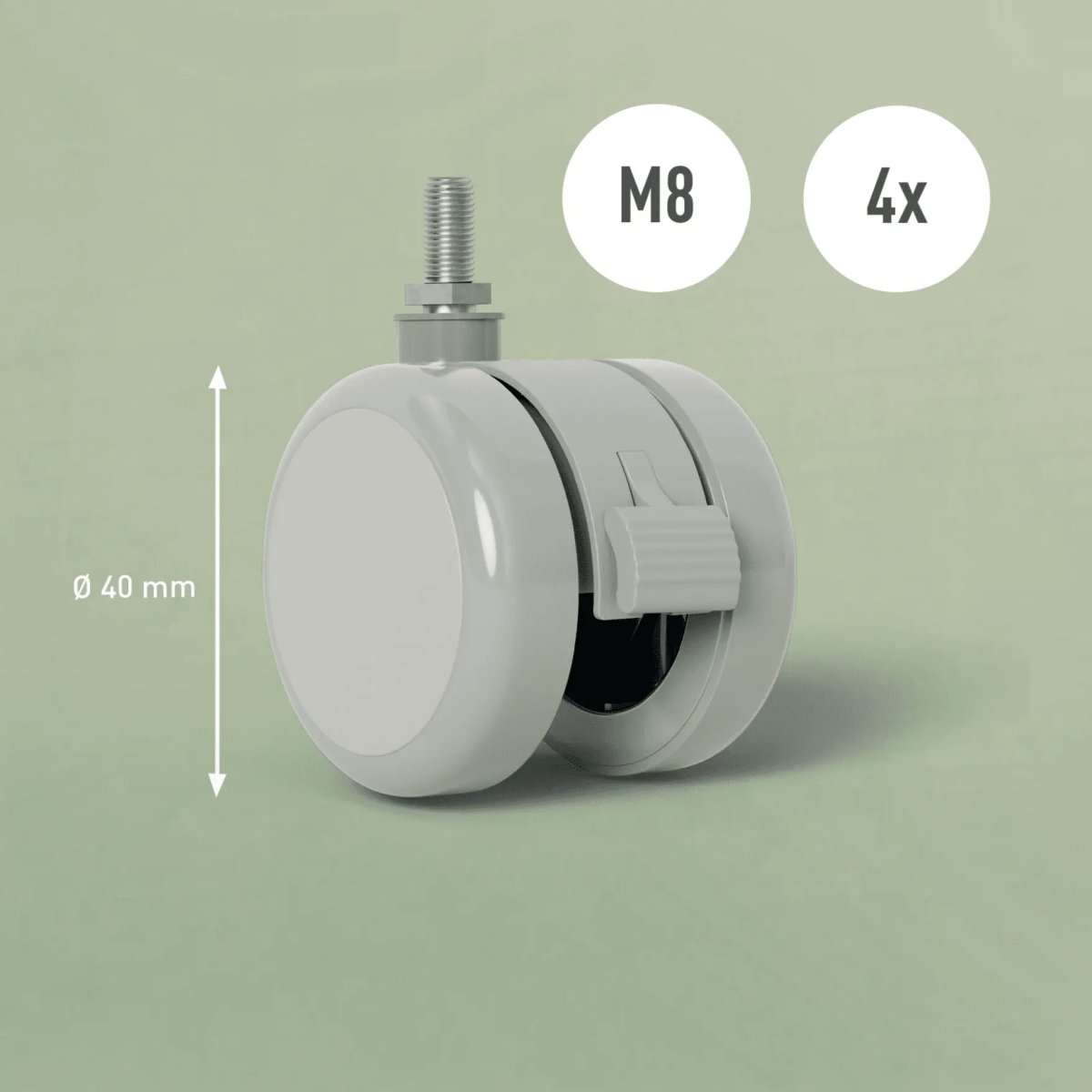 Leitz Ergo hjul til hæve-sænkebord, 4 stk.