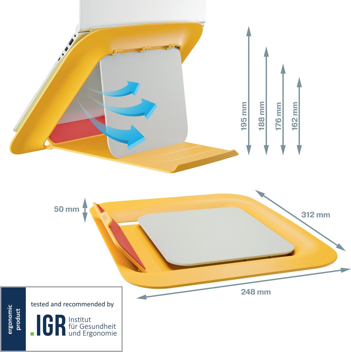 Leitz Cosy 17" laptop stander, gul