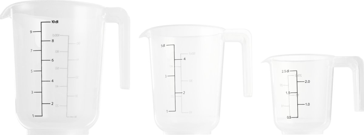 Day Målekandesæt, klar plast, 0,25+0,5+1L