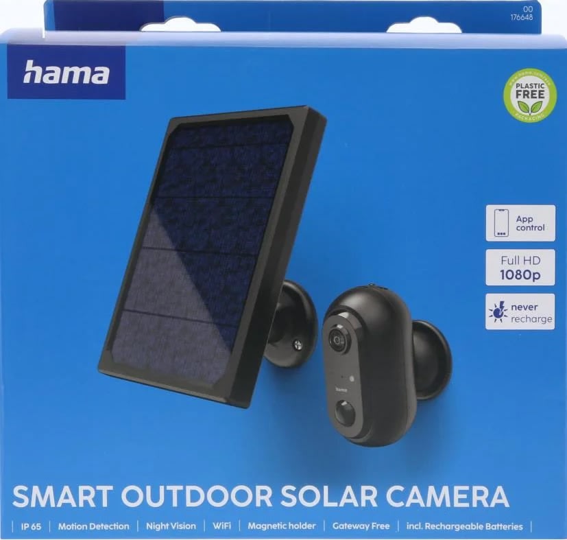 HAMA Overvågningskamera, udendørs, solcelle, sort