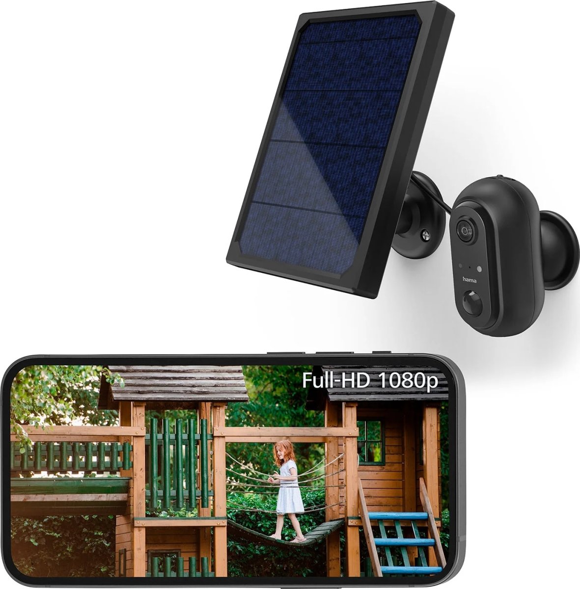 HAMA Overvågningskamera, udendørs, solcelle, sort