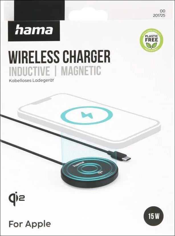 HAMA Trådløs opladning, Qi2 - 15W, Sort