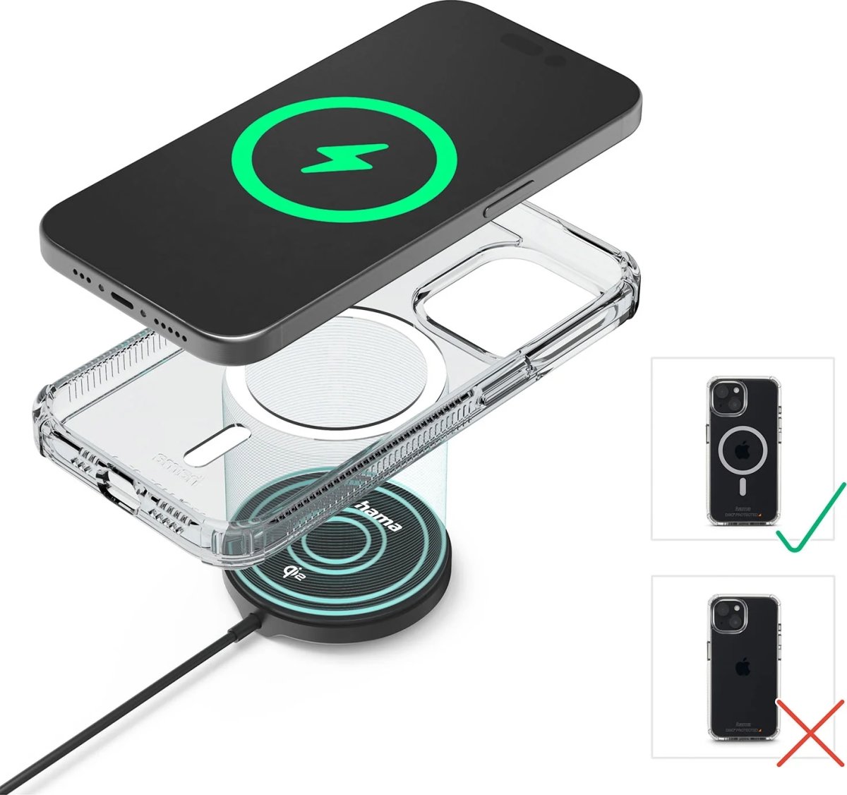 HAMA Trådløs opladning, Qi2 - 15W, Sort