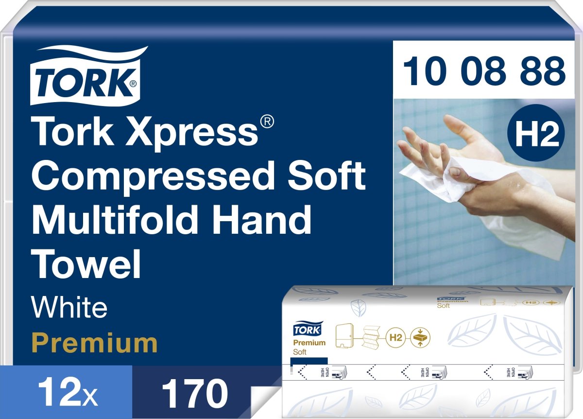 Tork H2 Compressed Prem. Håndklædeark Z-Fold 12 pk