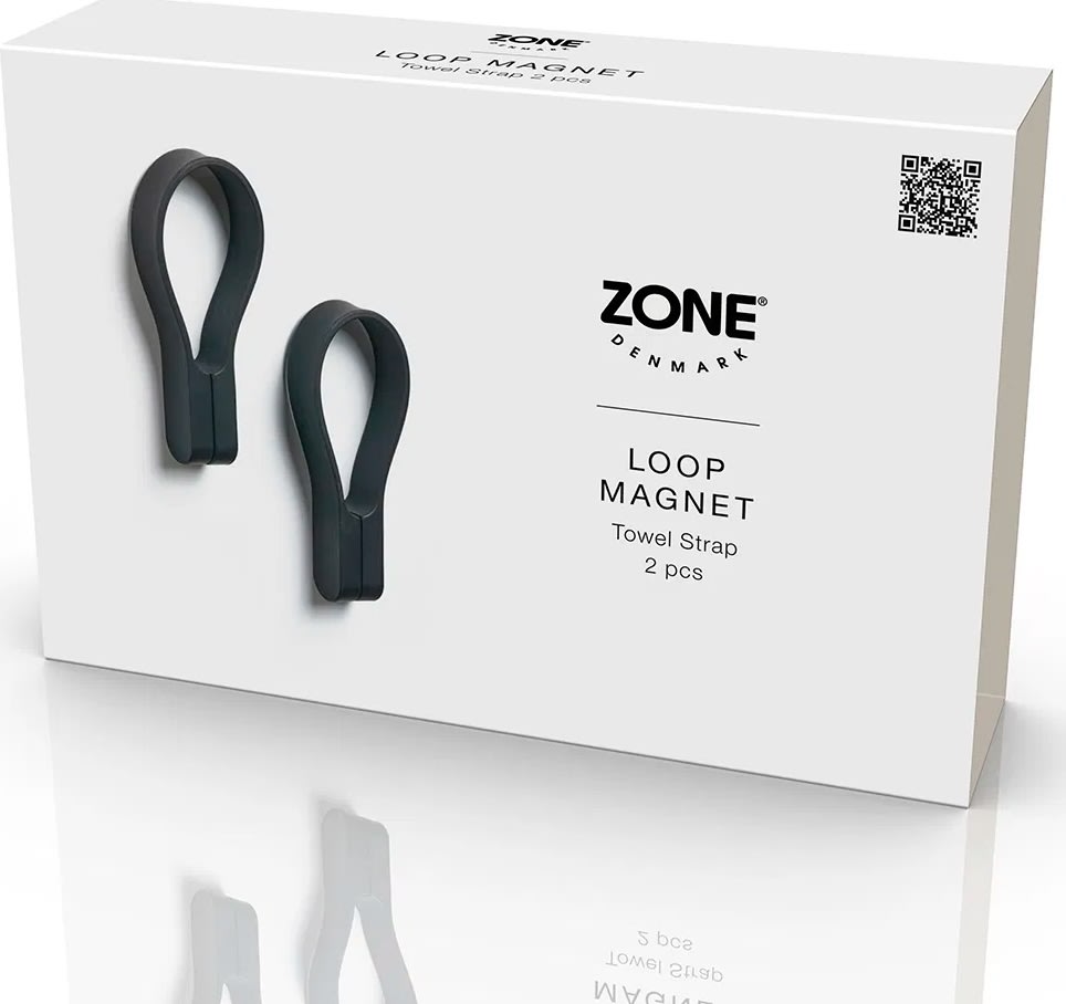Zone Loop Magnet Håndklædestrop,2 stk., sort