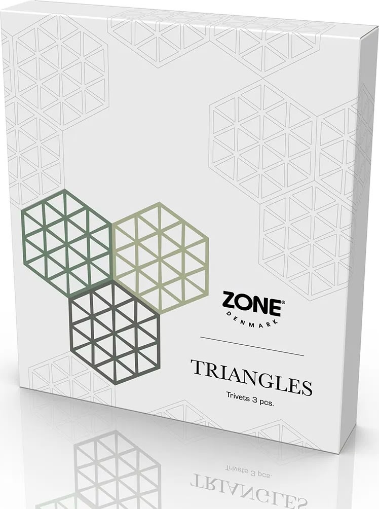 Zone Trekants Bordskåner 3 stk. grøn, gul, brun