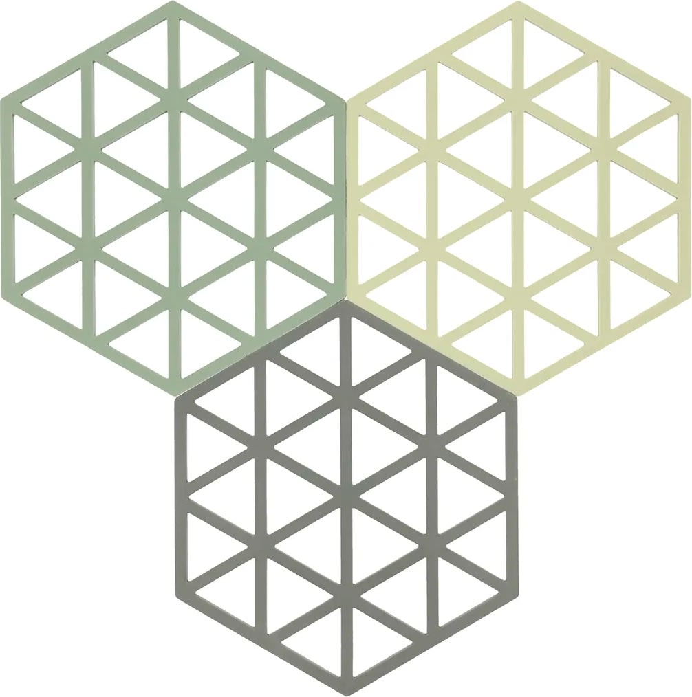 Zone Trekants Bordskåner 3 stk. grøn, gul, brun