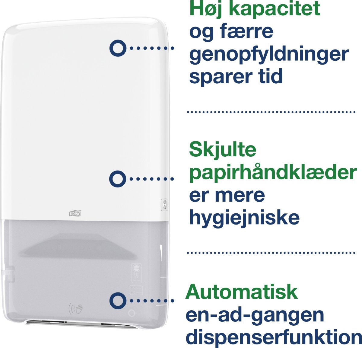 Tork H5 Automatisk Dispenser Håndklædeark, hvid