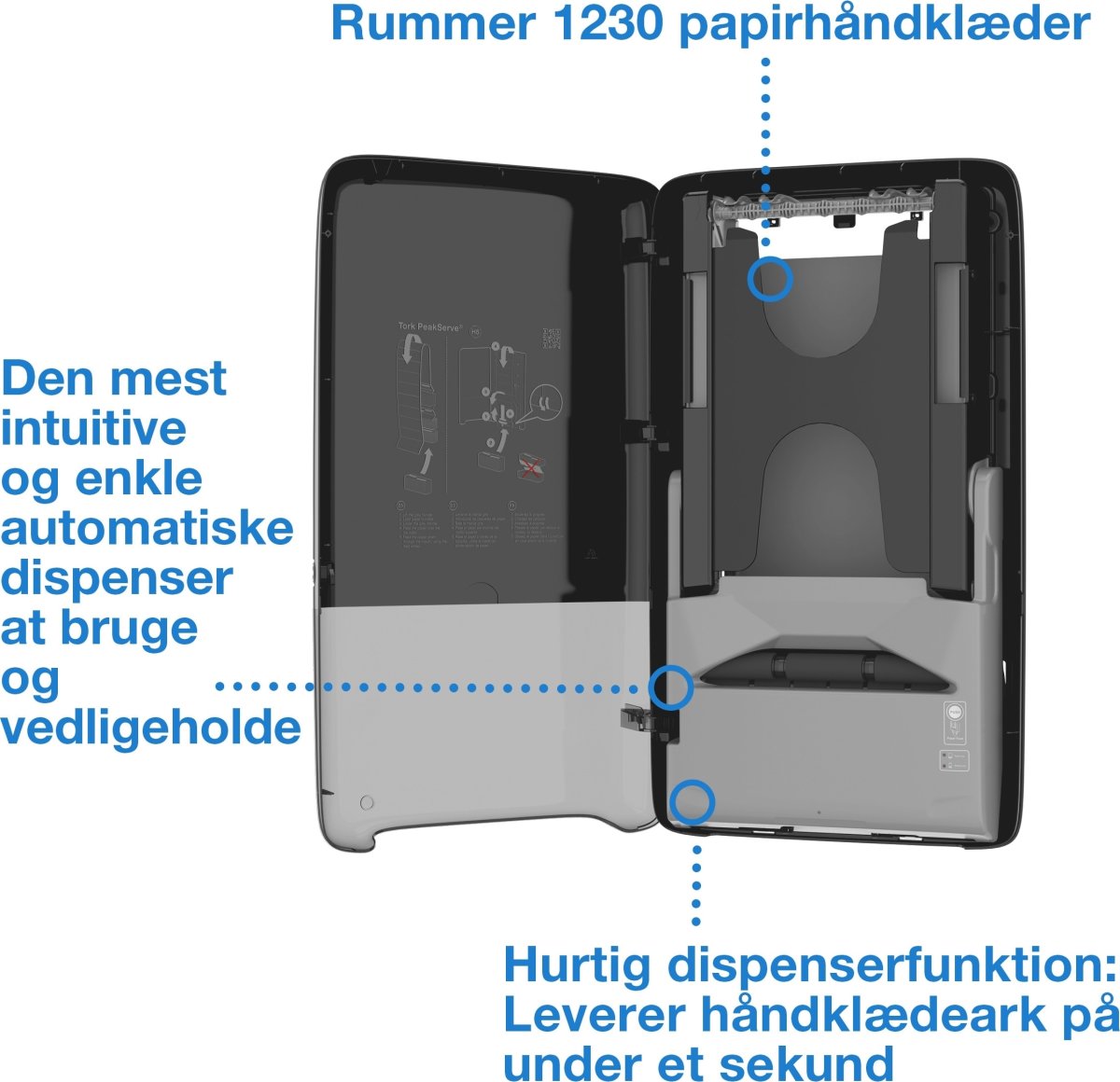 Tork H5 Automatisk Dispenser Håndklædeark, Sort